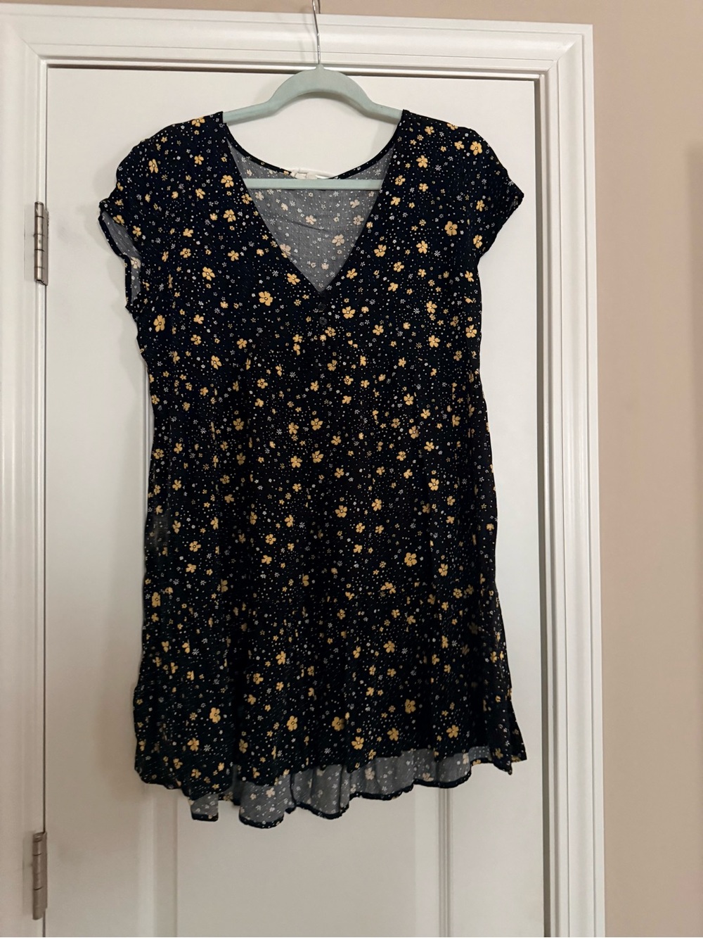 La Hearts Black Midi Dress with Yellow Floral Print